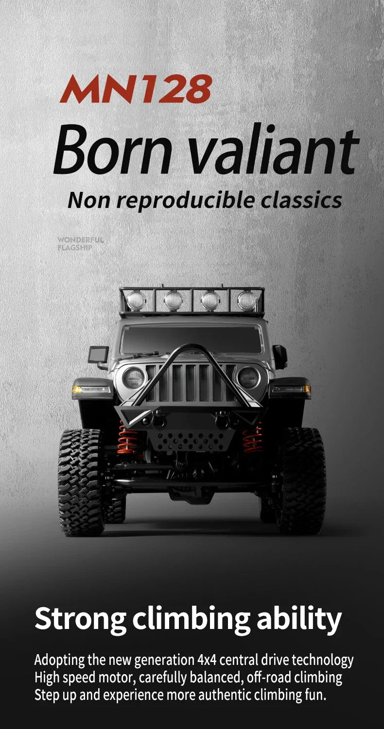 MN MODEL MN128 RC Crawler 4x4 Car 2.4G Climbing Buggy Professional with LED Light Full Scale Remote Control Cars