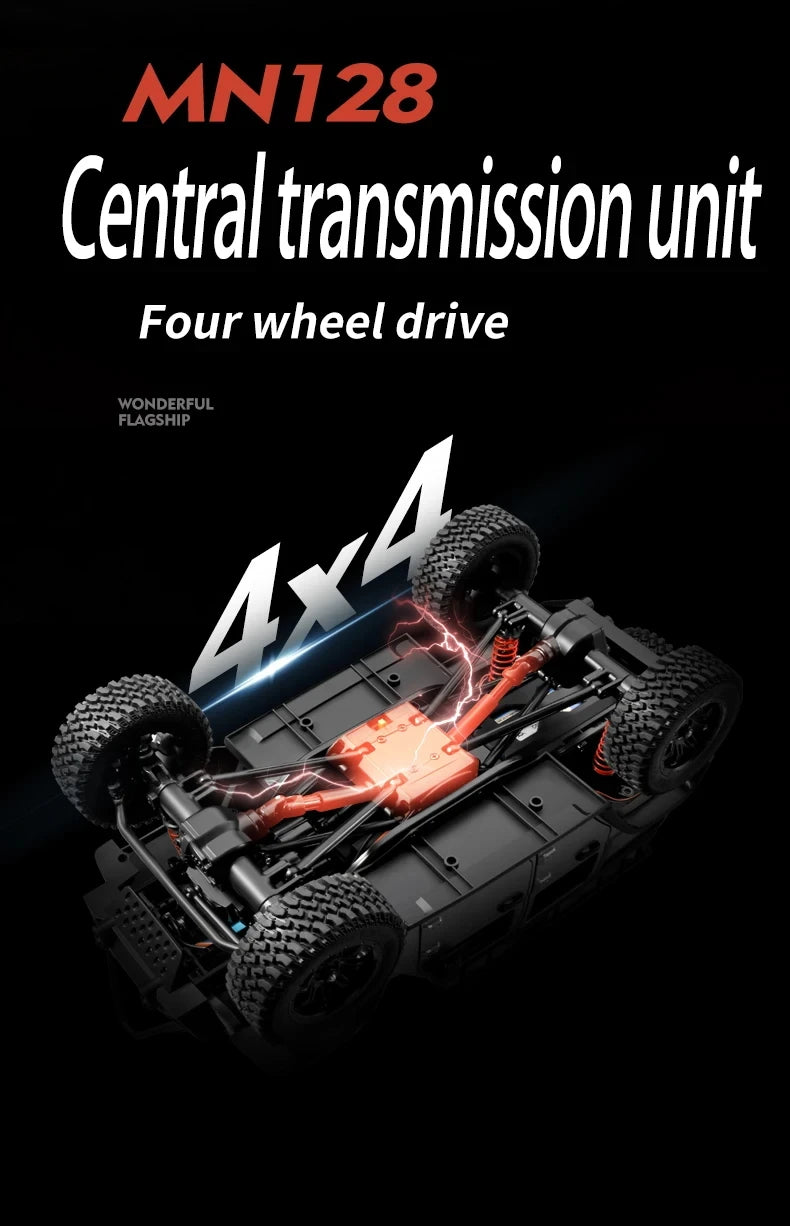 1/12 MN128 RC Car 4WD Jeep Model 2.4G Remote Control LED Light 4X4 Off Road 4WD Climbing RC Truck Electric Toy Car Gift for Boy