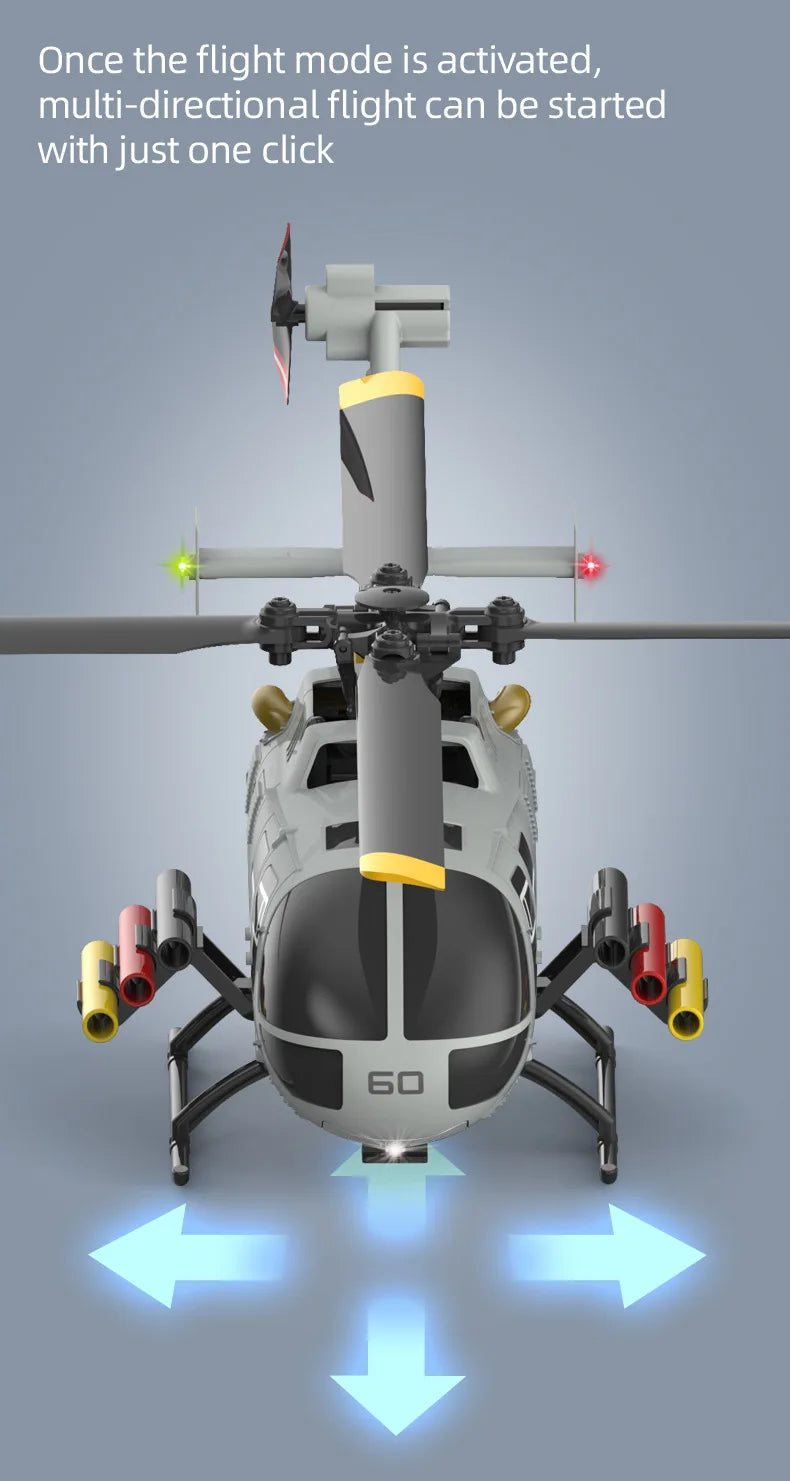 RC ERA C186S Remote Control Helicopter Six-Pass Simulation Brushless Flight Model BO105 Optical Flow Positioning Boy Toy Gift