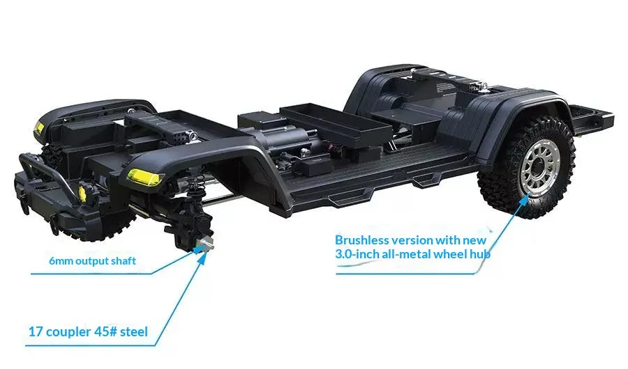 Maker Model CK5812 RC 1/7 Scale Electric 4WD Rock Crawler Truck Remote Control Two Speed Diff Lock Off Road Vehicle With LED Bar
