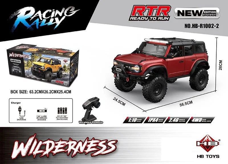 NEW Upgrades 2025 HB R001 Bronco with electric winch 1/10 4WD Remote Control Off-road Vehicle Electric Model RC Climbing