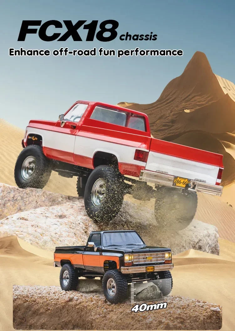 FMS FCX18 1:18 Chevrolet K10 Pickup Truck Officially Authorized Classic Retro Off-road Climbing RC Car Model RTR