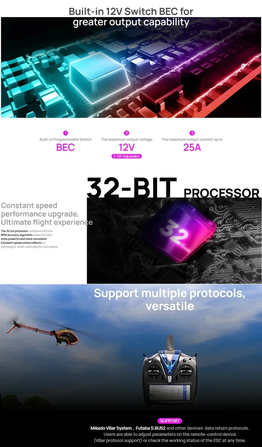 Hobbywing Platinum V5 80A 120A 150A 3-8S Brushless ESC Electric Speed Control Switchable BEC Output For RC Helicopter Fixed-Wing