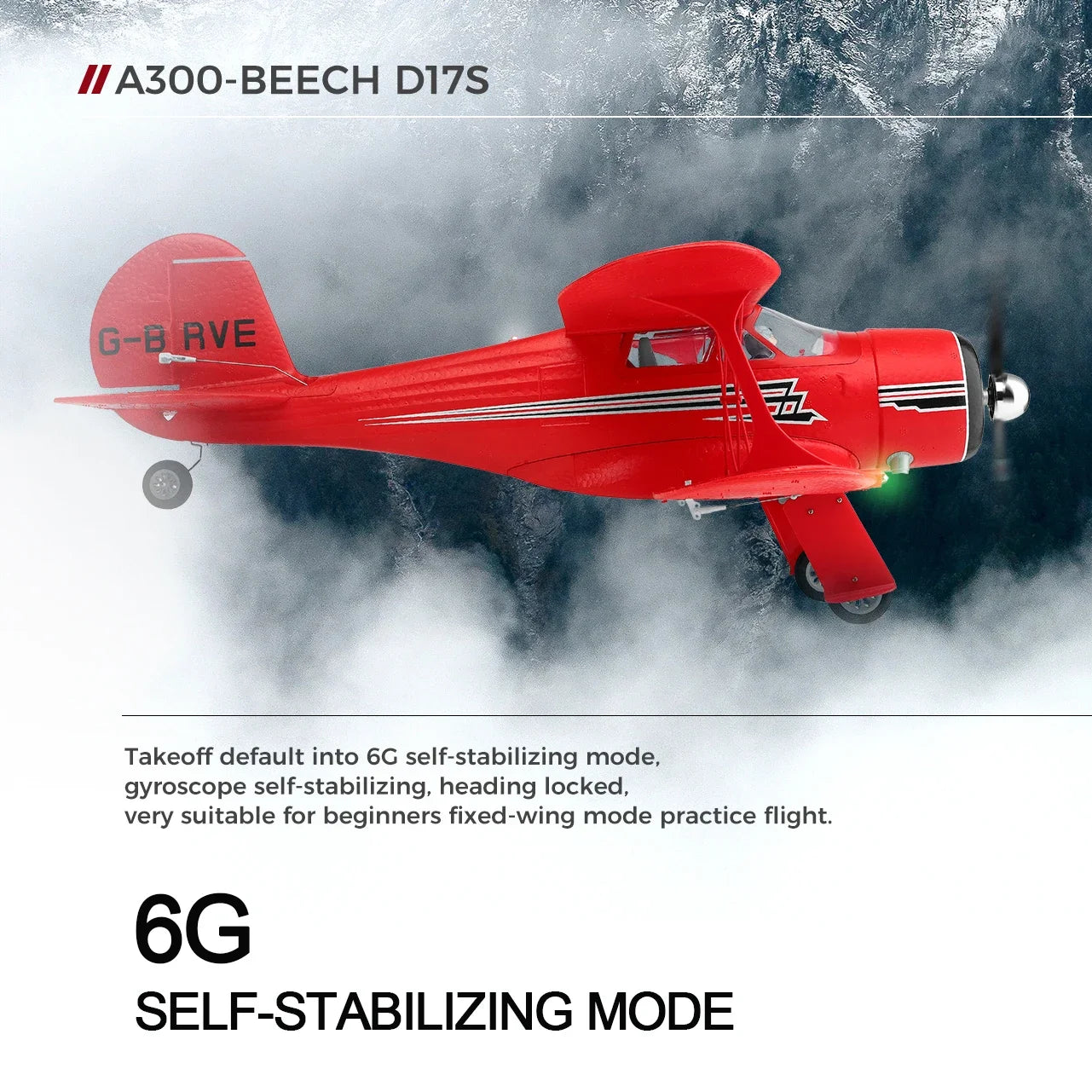 WLtoys XK A300 Beech-D17S RC Plane 4CH Brushless Motor Double Wings Remote Control Airplane 3D6G Aircraft Toys for Kids Adults