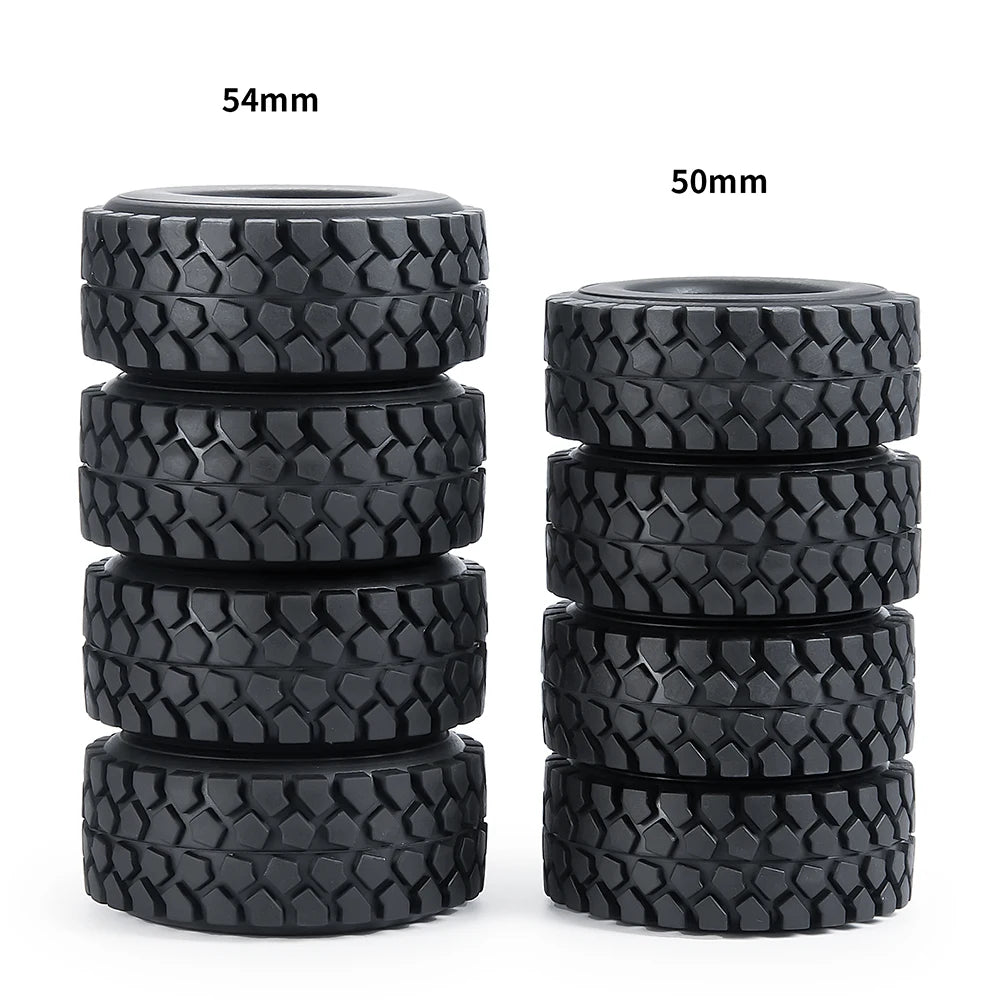 YEAHRUN 4Pcs 1.0inch Soft Rubber Wheel Tires 50/54/58/62/64/65mm for TRX-4M 1/18 Axial SCX24 1/24 RC Crawler Car Upgrade Parts
