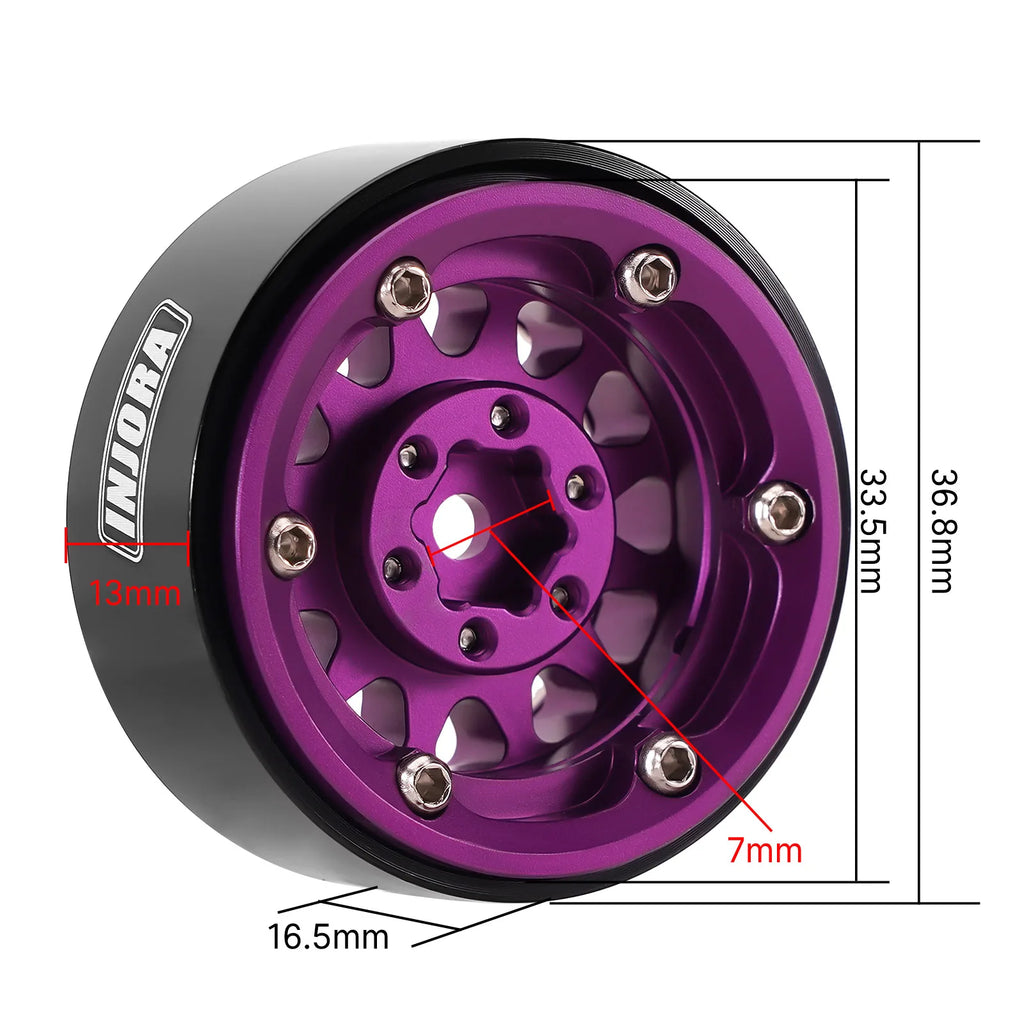 INJORA 1.3" Aluminium Beadlock Wheels for 1/24 1/18 RC Crawler (W1311)
