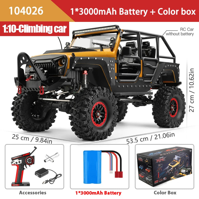 WLtoys 104026 1/10 Professional RC Car Off Road 4x4 2.4G 4WD Remote Control Cars 45 Minutes Working Time Climbing Car Adult Toy