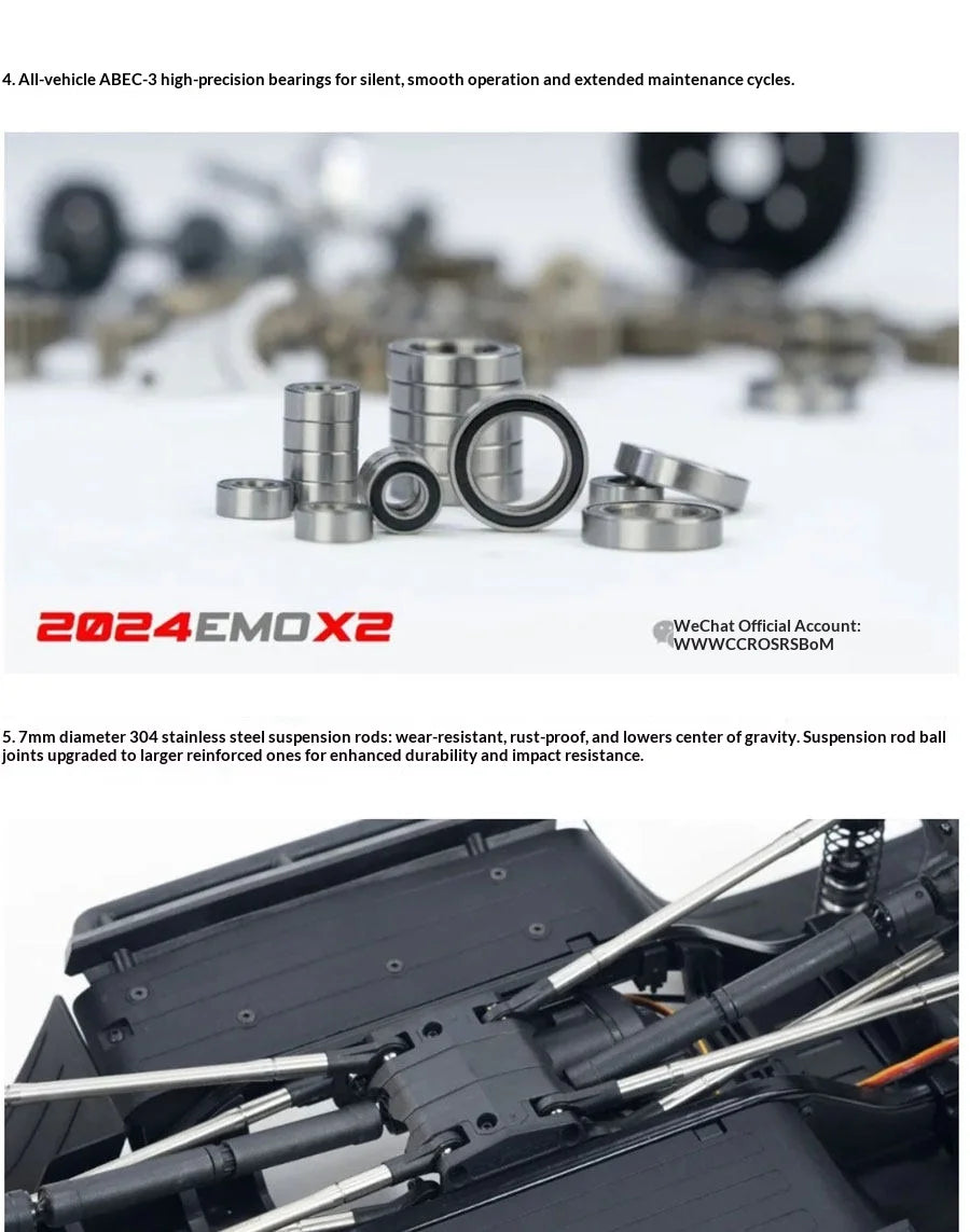 Cro 1/8 Rc Car Remote Control Electric Emo X2 Lion Differential Lock Dual Speed Door Bridge Climbing Off-Road Vehicle Model Gift