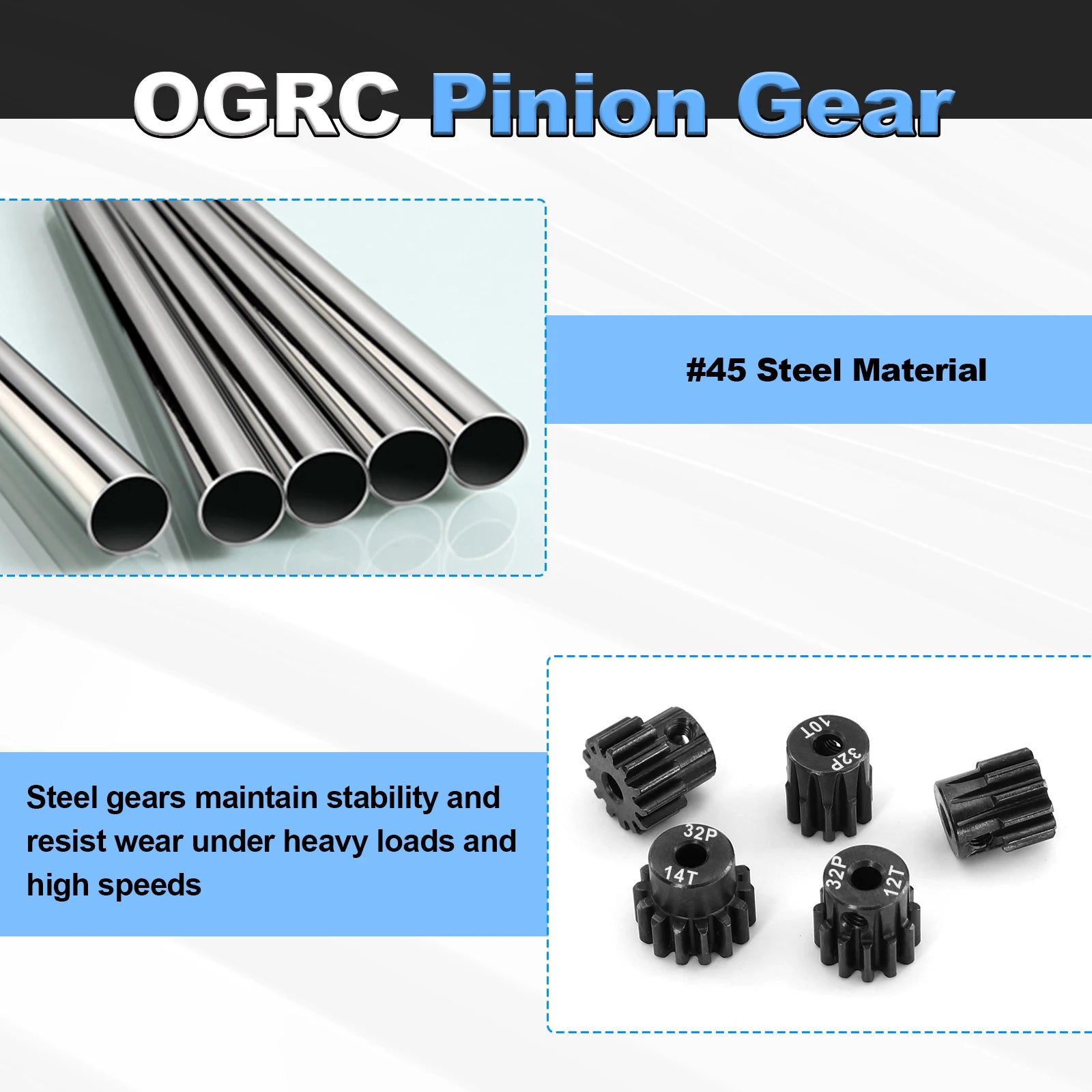Steel Hardened 48P/32P Pinion Gears 13T 14T 15T 16T 17T 3.175mm Shaft for Traxxas Arrma HSP HPI AXIAL Tamiya Losi 1/10 RC Car