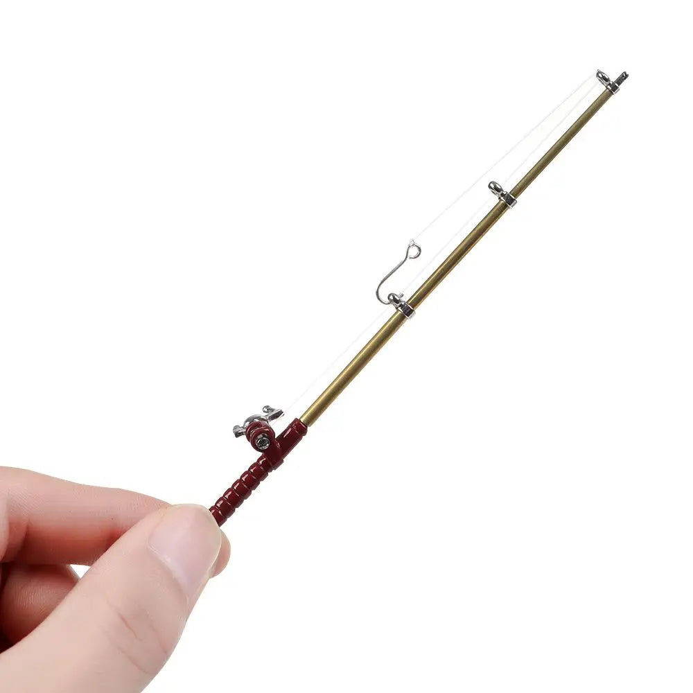 1:12 Miniature Fishing Rod Fish Pole Trammel Net Dollhouse Decoration Doll Accessories Scene Model Micro Landscape Fairy Garden