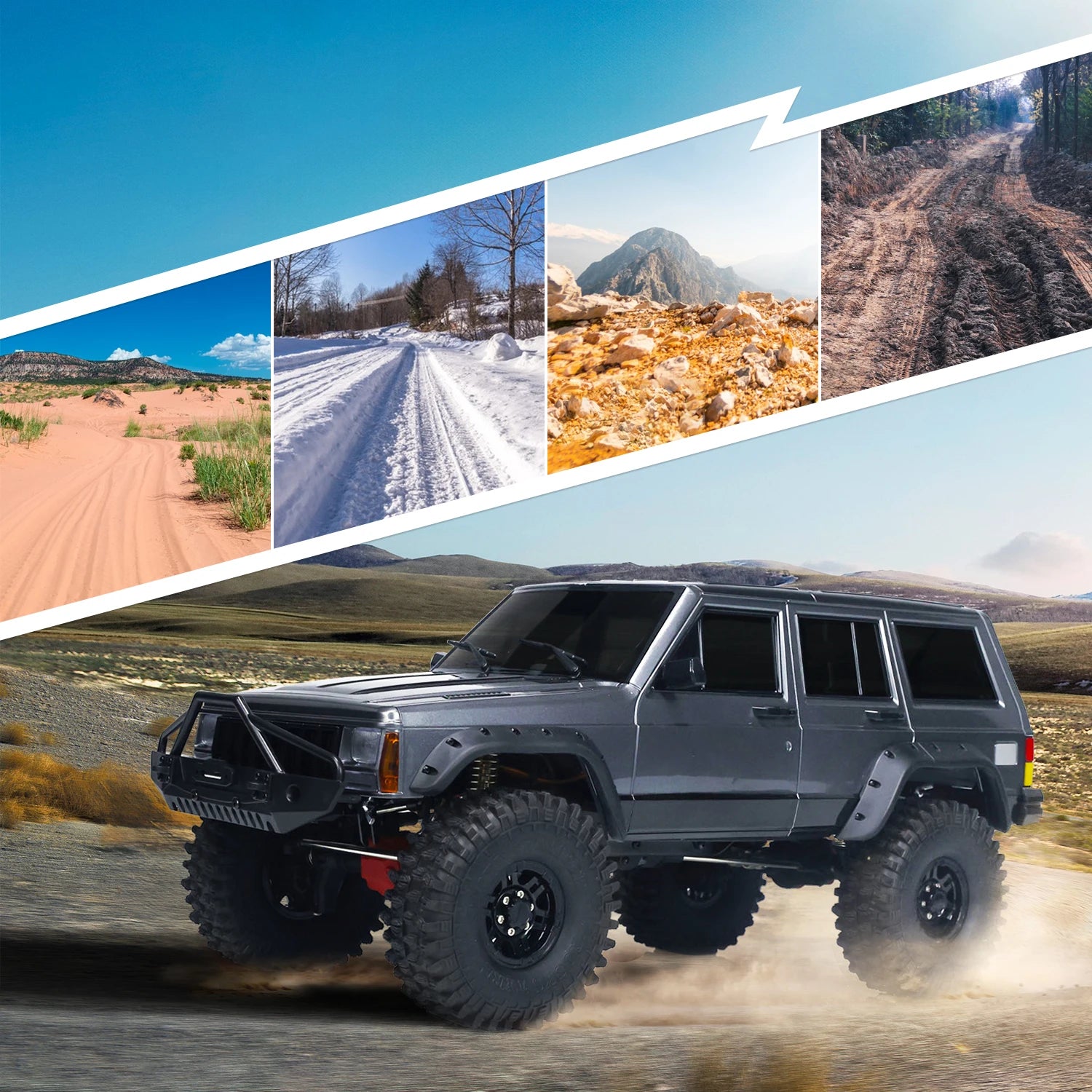 1/10 RC Off Road 4X4 Vehicles RC Crawler 4WD Truck Climbing Car Differential Lock Lights Remote Control Hobby Toys Model Gift