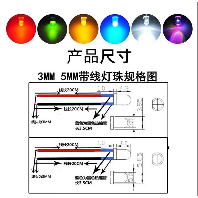 10PCS LED Lights 3mm/5mm 12v for 1/10 RC Crawler Drift Car TRX4 Defender AXIAL SCX10 D90 1/14 Tamiya RC Truck Scania Actros Part