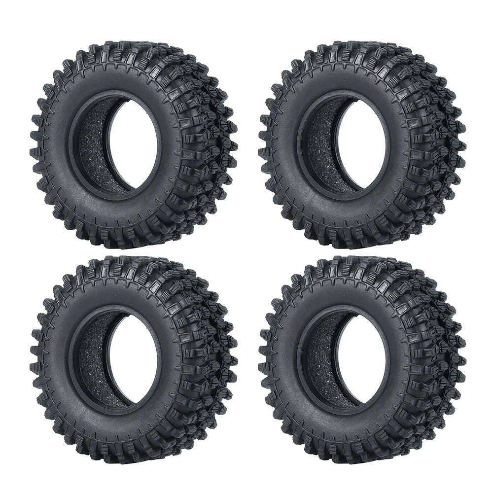 YEAHRUN 4Pcs 1.0inch Soft Rubber Wheel Tires 50/54/58/62/64/65mm for TRX-4M 1/18 Axial SCX24 1/24 RC Crawler Car Upgrade Parts