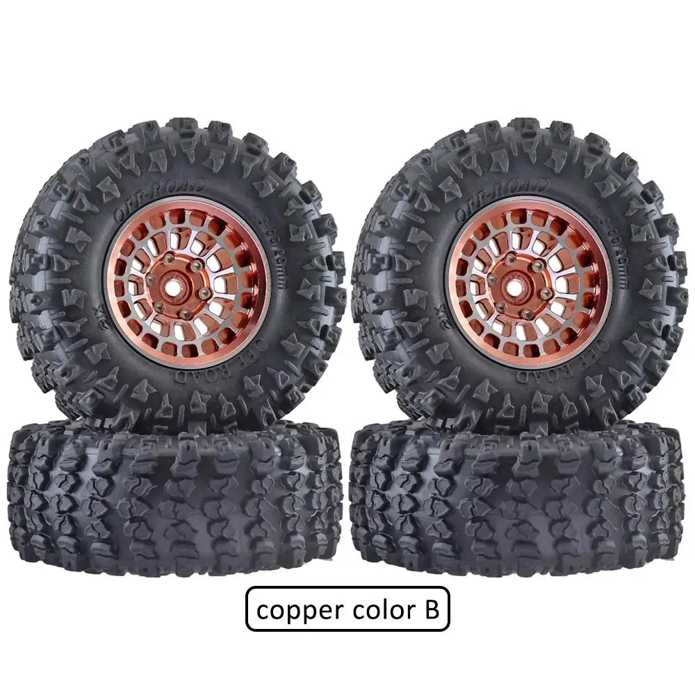 Ajrc Aluminum Alloy 1.3 Inch Beadlock Wheel Rim Tire For 1/24 Fms24 Axial Scx24 1/18 Traxxas Trx4m Trx4-m Rc Crawler Car Tire