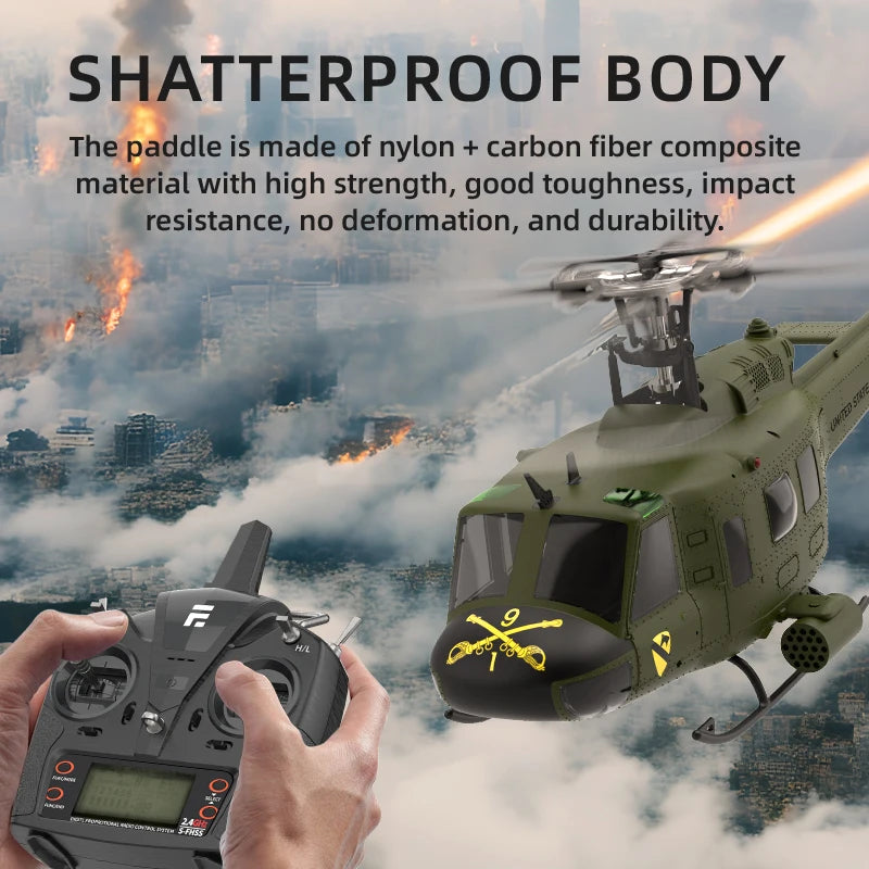 Eachine E190 PRO UH-1 6-Channel RC Helicopter Brushless Motor GPS Hold Altitude Scale Military Green Sealed Box
