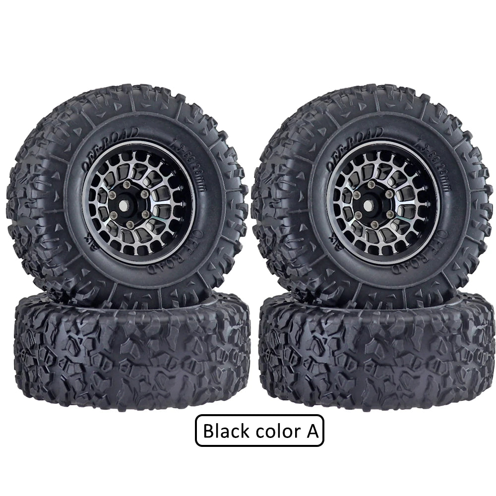 Ajrc Aluminum Alloy 1.3 Inch Beadlock Wheel Rim Tire For 1/24 Fms24 Axial Scx24 1/18 Traxxas Trx4m Trx4-m Rc Crawler Car Tire