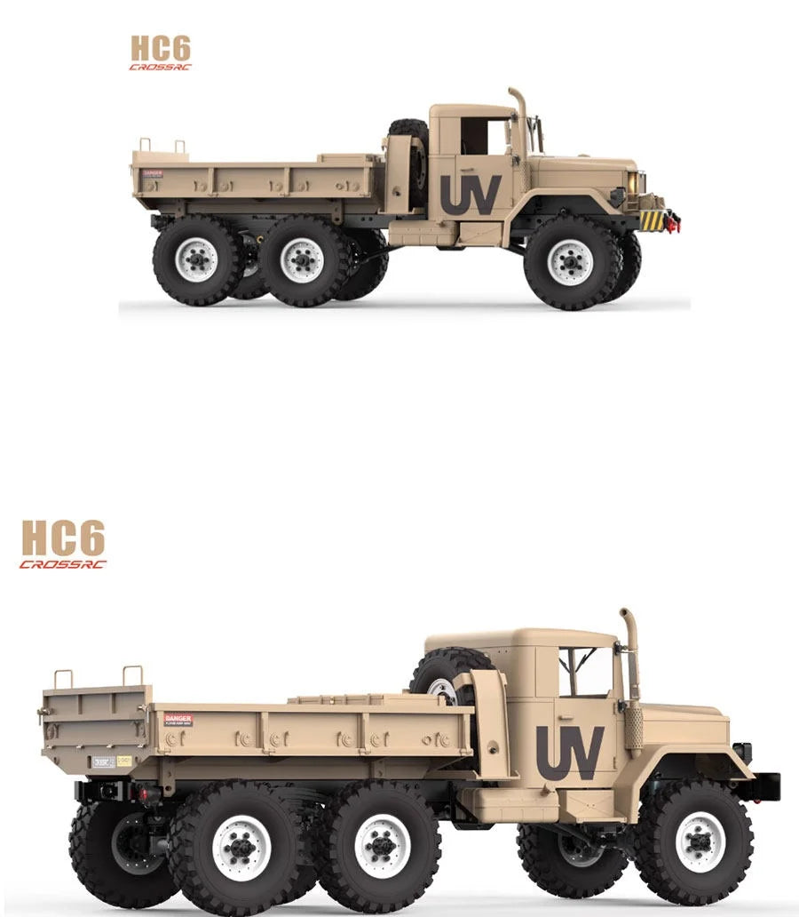 CROSS HC6 M35 Style 6X6 RC Car Military Truck Electric Remote Control Hard Shell Off Road Rock Crawler Dual Speed Model Vehicle