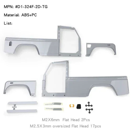 TRX-4 Simulation 324mm Wheelbase 2 Doors Pickup Truck Body Shell for 1/10 RC Crawler Car Traxxas TRX4 DEFENDER RD110 Parts
