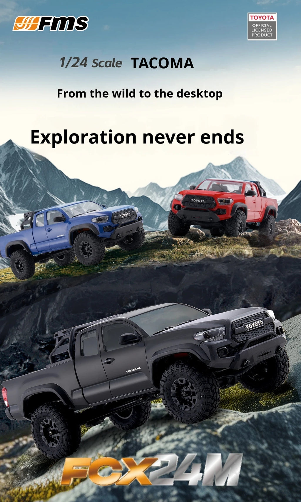 FMS 1/24 full-scale simulation model of  TACOMA remote control car RC ABS shell two-speed remote control toy car