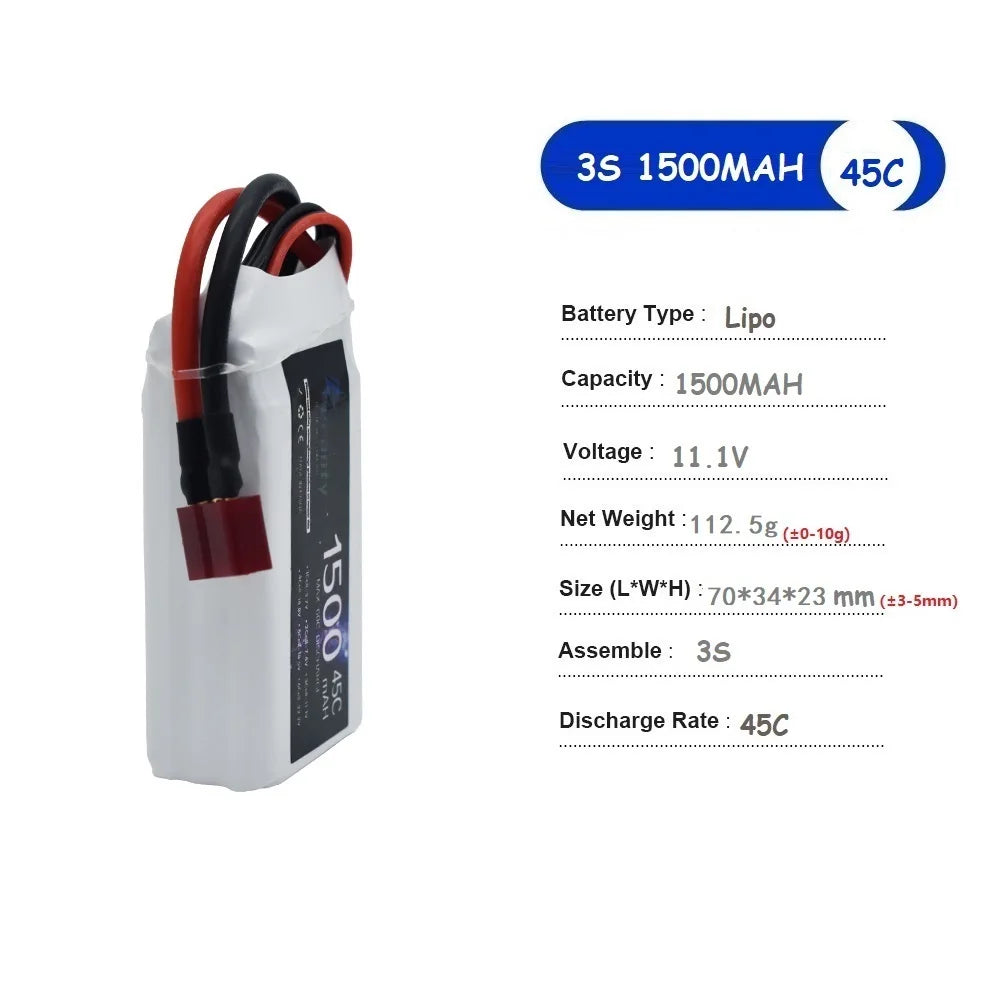 TERANTY 3S Lipo Battery 11.1V 1500/2200/2700/3000/3300/4200/5200/6000/6800/7800/8800/10400mAh For RC Car Airplane Boat