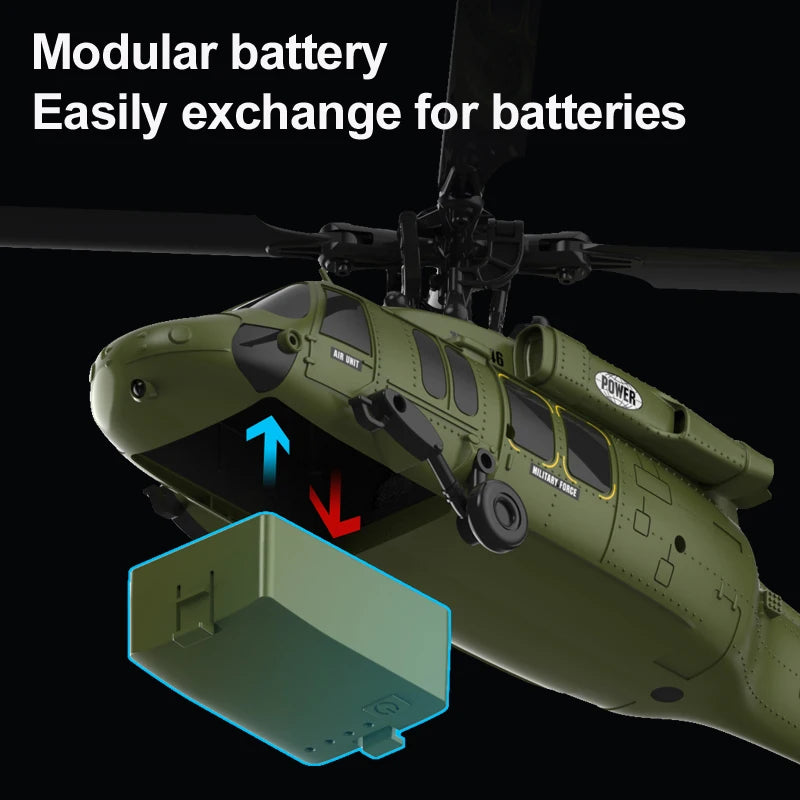 K200 UH-60 Simulation Black-Hawkk 6CH RC Helicopter 2.4G Aerobatic Remote Control  Altitude Hold & Optical Flow Positioning RTF