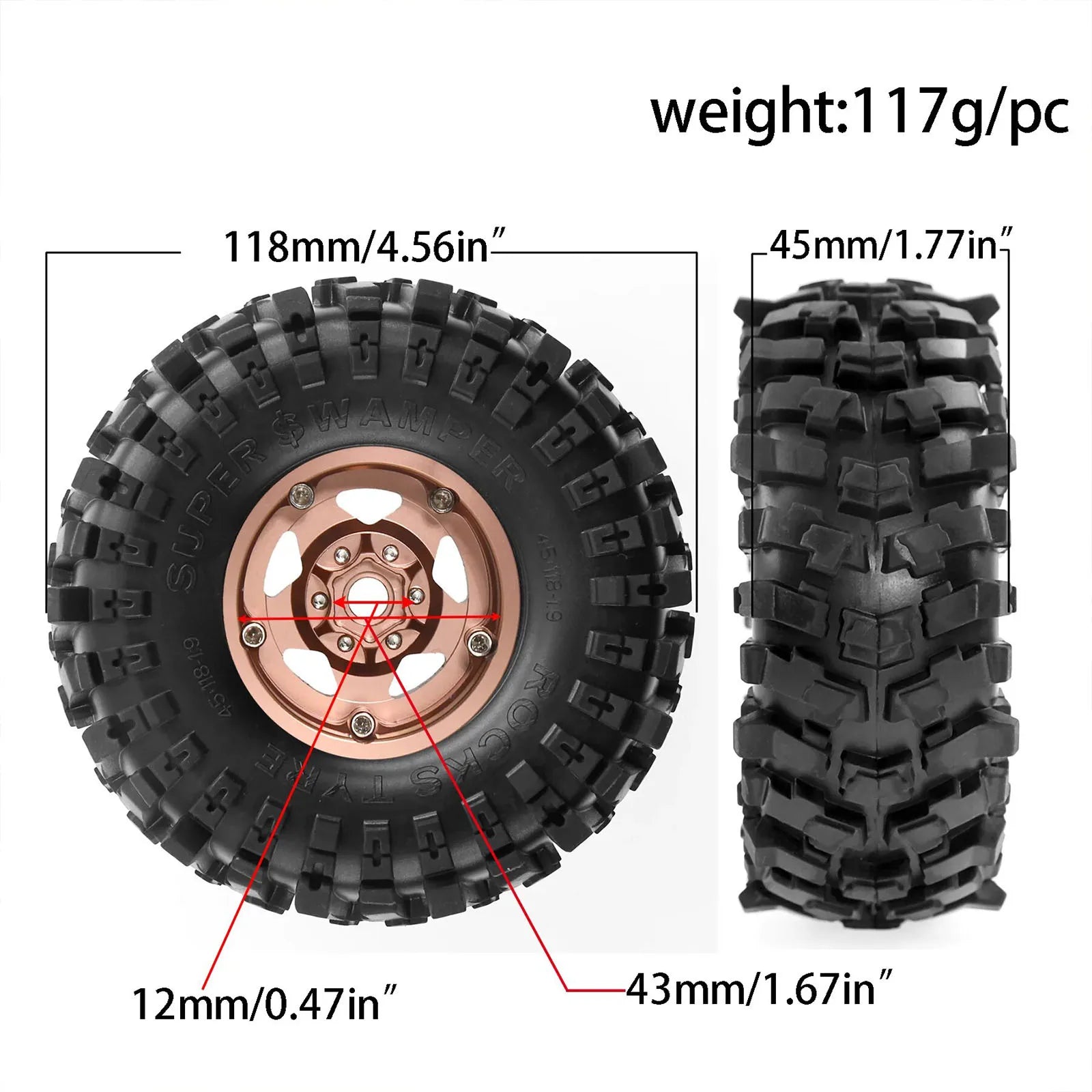 1.9in Beadlock Wheels 1.9 Crawler Tires Rims Black TRX6 Wheel Classic AXI03007 Bead Lock 12mm Hex TRX4 1.10 SCX10 ll1/10 Rim D90