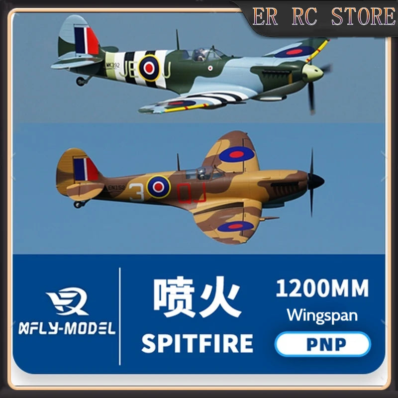 Xfly RC Electric Airplane 1200mm Wingspan Spitfire Style Fighter Remote Control Fixed-Wing Spacecraft Toy for Ages 14+