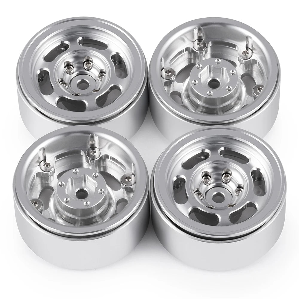 AXSPEED 4PCS CNC Aluminium 1.3inch Beadlock Wheel Rim Wheel Hub for TRX4M Axial SCX24 FMS FCX24 1/18 1/24 RC Crawler Car