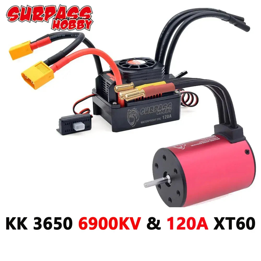 Surpass Hobby KK 3650 Combo Waterproof Brushless Motor 7700/6900/4500/3600/3100KV 3.175mm Shaft w/ 60A/120A ESC for 1/10 RC Car