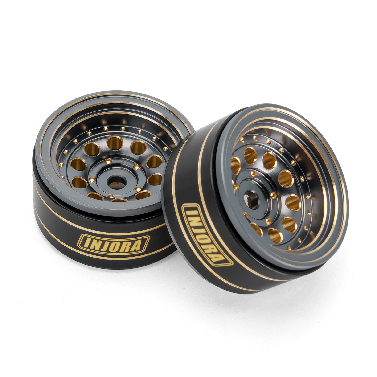 INJORA 39g Black Coating Brass 1.0" Beadlock Wheel Rims for 1/24 1/18 RC Crawler Car Axial SCX24 AX24 TRX4M FCX24 (W1008)