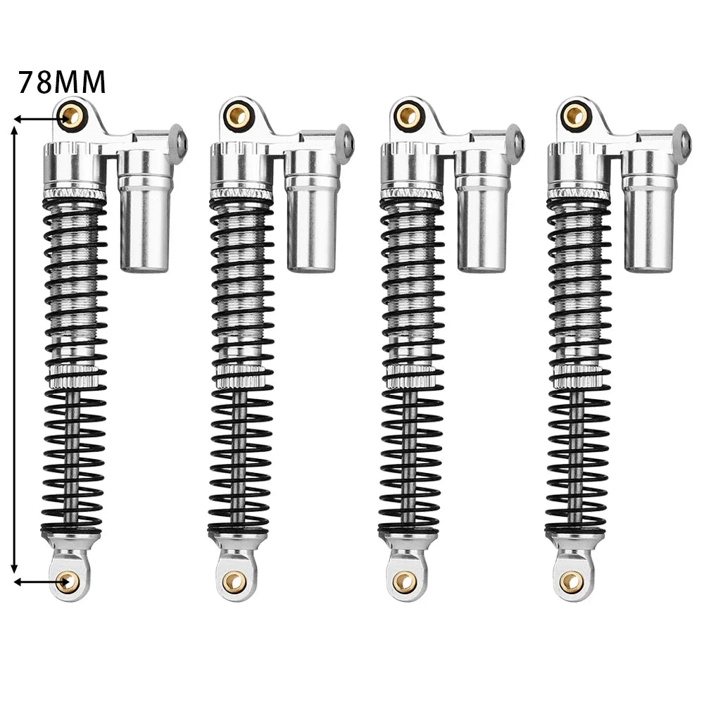 4pcs 53/59/66/78mm Aluminum Alloy Metal Shocks Absorbers Oil Damper for 1/18 RC Crawler TRX4M TRX-4M Bronco Defender Upgrade