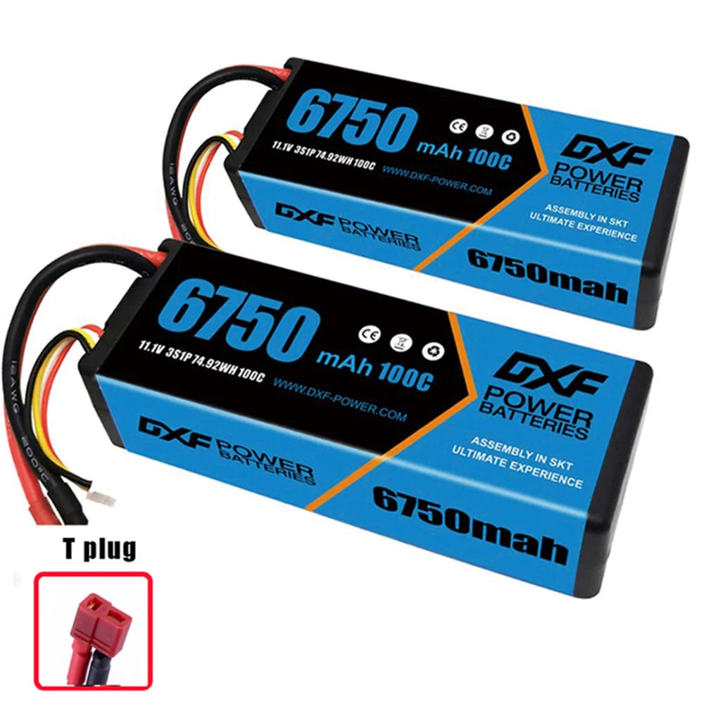 2PCS DXF battery 3S Lipo 11.1V 11.4V 5200mah 6200mah 7200mah 8000mah 9200mah 6750mah 80C 100C 130C with EC5 XT90 T for RC Car