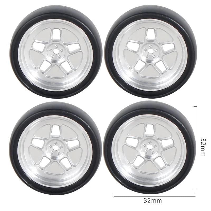 1:18 LDRC LD1801 LD1802 LD1803 LD1804 A01 A02 A86 4pcs Metal 32mm RC Hard Drift Tire Wheel Hard Tyre 1/18 RC Car Upgrade Parts