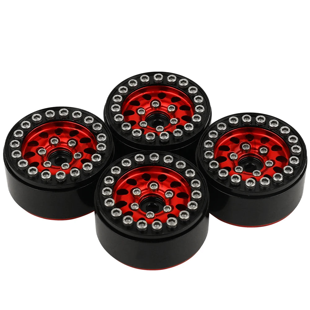 4PCS 1.0 Inch Aluminum Alloy Beadlock Wheel Hub Rims For RC Crawler Car Axial 1/24 SCX24 AX24 1/18 TRX4M Wheels Upgrade Parts