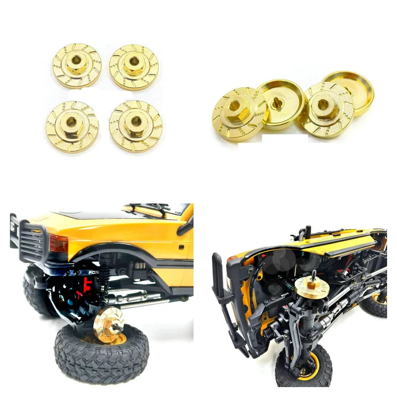 Metal FMS FCX24M 1/24 version of Range Rover Discovery D90 D110 Tacoma RC with 7mm adapter and brass counterweight parts
