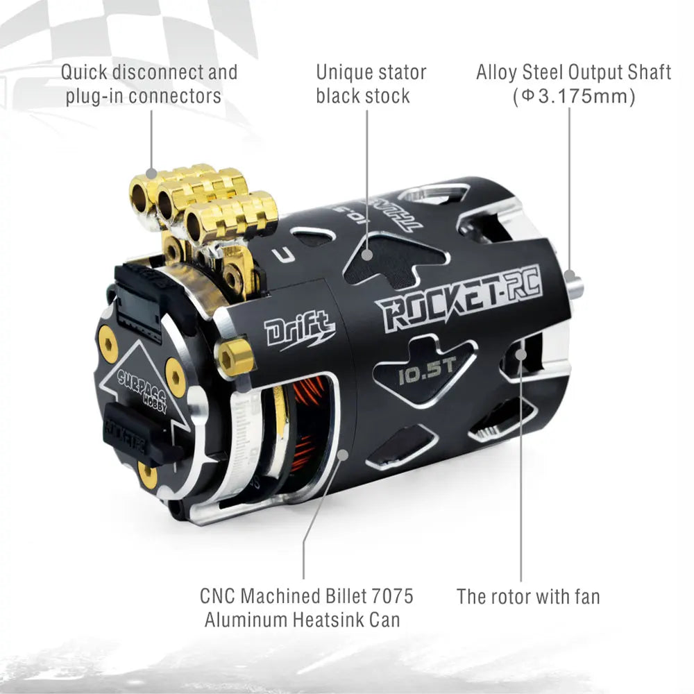 Surpass Hobby Rocket-RC 540 Sensored Brushless Motor 10.5T 13.5T 2-3S 3.175 mm Shaft for 1/10 RC Racing Drift Car Parts