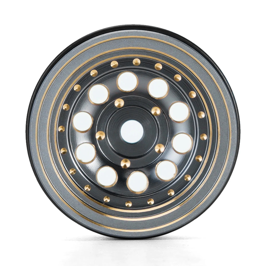 INJORA 39g Black Coating Brass 1.0" Beadlock Wheel Rims for 1/24 1/18 RC Crawler Car Axial SCX24 AX24 TRX4M FCX24 (W1008)