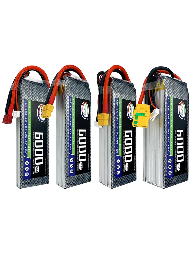 2S 3S 4S 6S 2200 4200 5200 6000mAh 30C 40C 60C 7.4V 11.1V 14.8V RC LiPo Battery For RC Drone Helicopter Aircraft Airplane Car