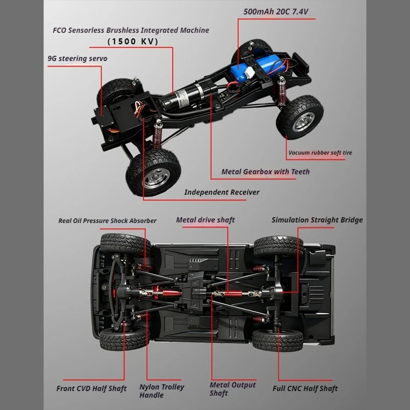 1/18 LDRC LD18401Pro Rc Car LD18401 PRO 4WD Offroad High-speed Climbing Brushless Inductive ESC Vehicle RC Car Children's Gifts
