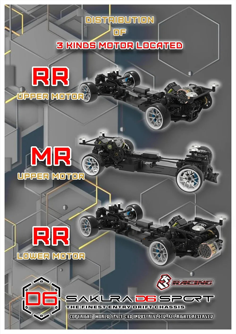 3Racing Sakura D6 SPORT D6S RWD KIT 1/10 RC Electric Remote Control Model Car Professional Drift Racing Adult Children's Toys