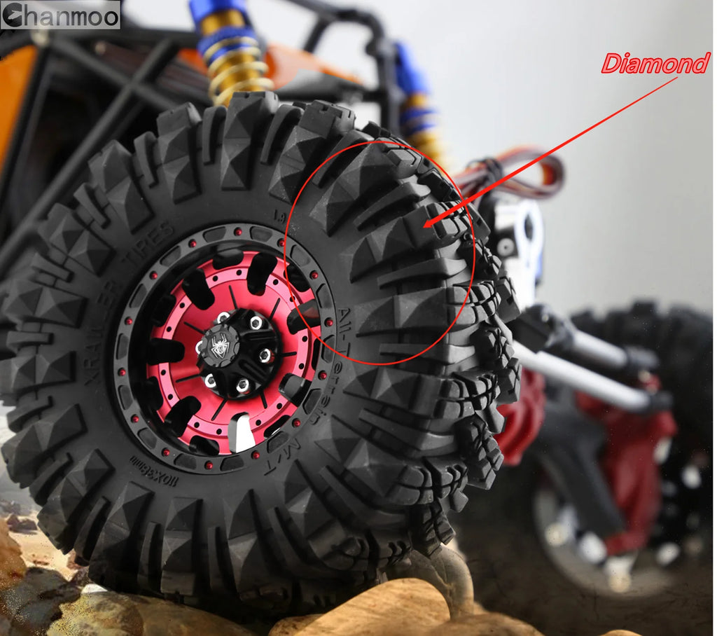 1.9in Crawler Tires Rock Wheels Mud Tyre for 1/10 Scale RC Car Axial Traxxas SCX10 II III TRX4 RC4WD D90 YK4102 Gen8 Redcat