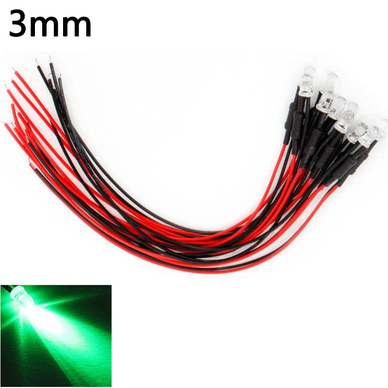 10PCS LED Lights 3mm/5mm 12v for 1/10 RC Crawler Drift Car TRX4 Defender AXIAL SCX10 D90 1/14 Tamiya RC Truck Scania Actros Part