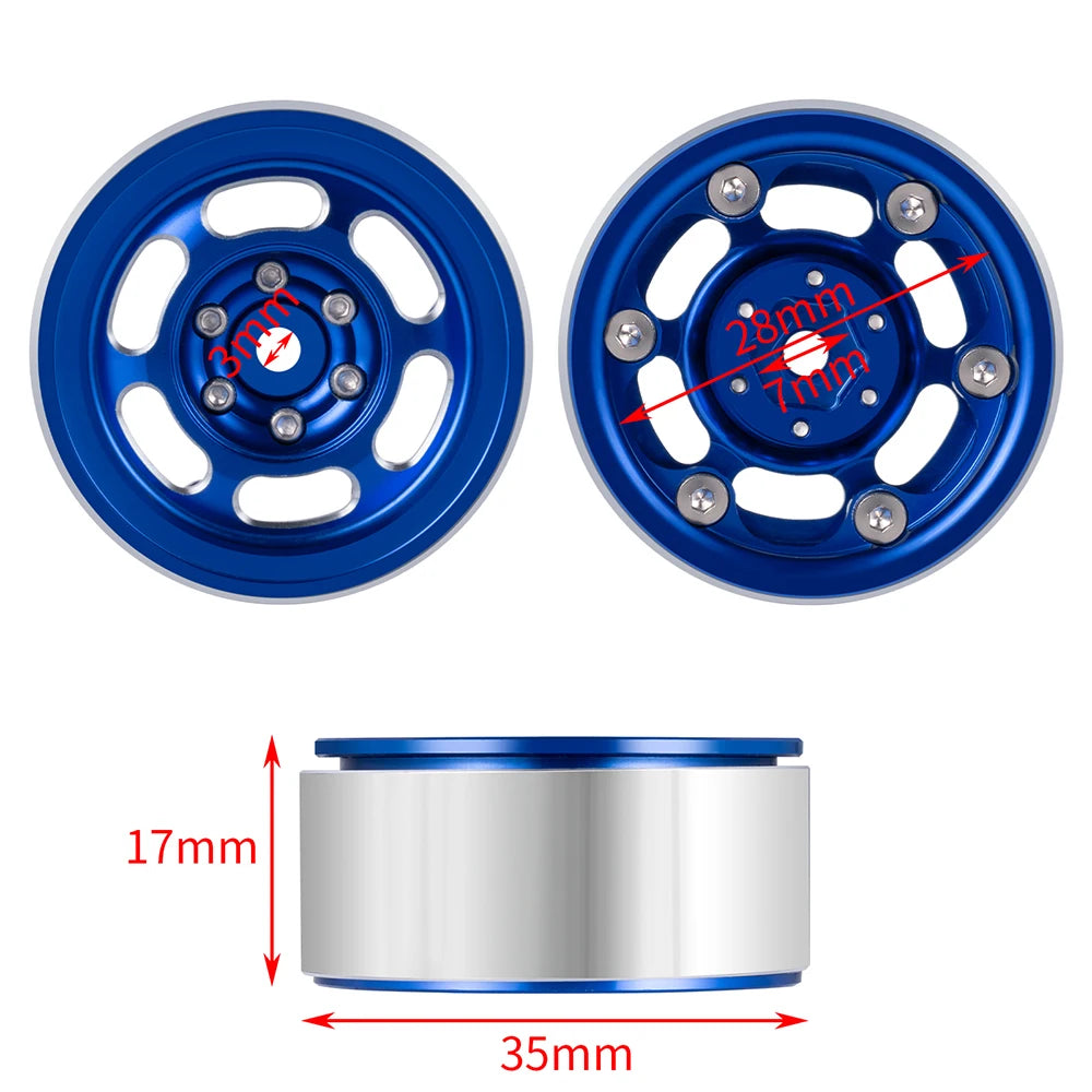 AXSPEED 4PCS CNC Aluminium 1.3inch Beadlock Wheel Rim Wheel Hub for TRX4M Axial SCX24 FMS FCX24 1/18 1/24 RC Crawler Car