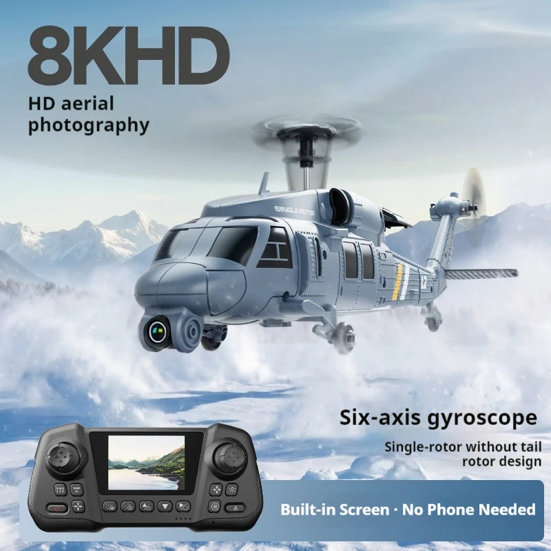 4DRC L2 Apache Military Remote Control Helicopter 6 Axis Gyro Single Rotor 8K Aerial Optical Flow With Screen Remote Boys Gift