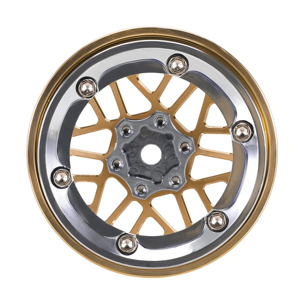 INJORA ModuWheel 1.3" Brass & Aluminum Beadlock Wheels, Negative Offset, for 1/18 1/24 RC Crawlers