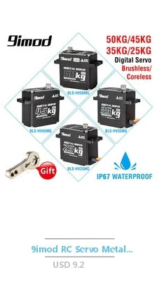 9imod Waterproof Servo 35KG 45KG Aluminum Case Digital Metal Gear HV Coreless Servo for 1/8 1/10 RC Car Truck Crawler Boat