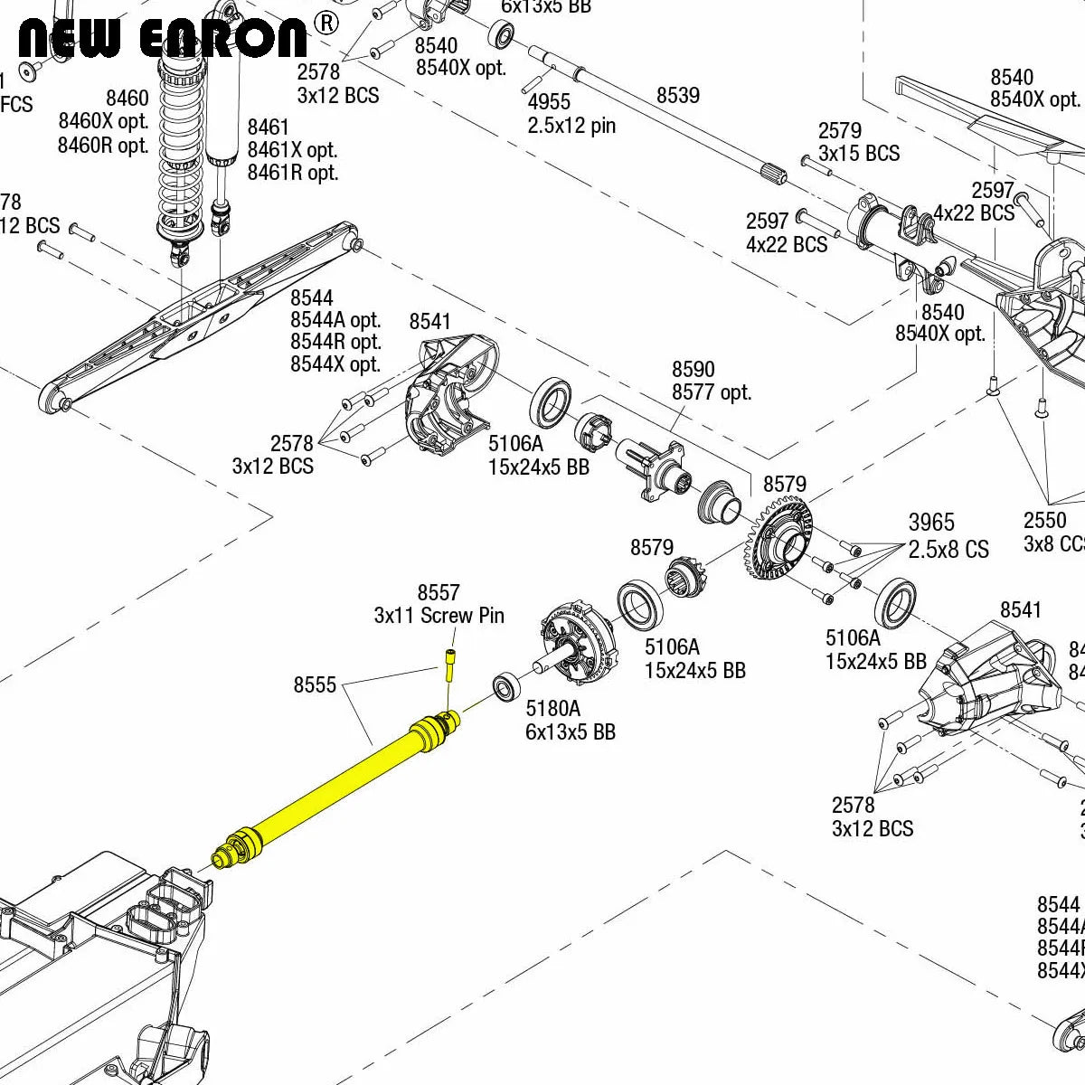 NEW ENRON Aluminum 7075 / #45 Steel Front Center Rear Driveshaft 8555 8556 8592 For RC 1/7 Traxxas Unlimited Desert Racer UDR