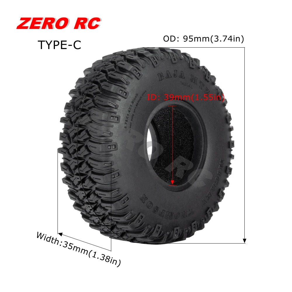 RC Crawler Car Soft 1.55" Off Road Mud Tires 76*27mm 95*35mm Foam Insert For D90 TF2 Tamiya CC02 LC70 MST JIMNY Blocks WHEEL
