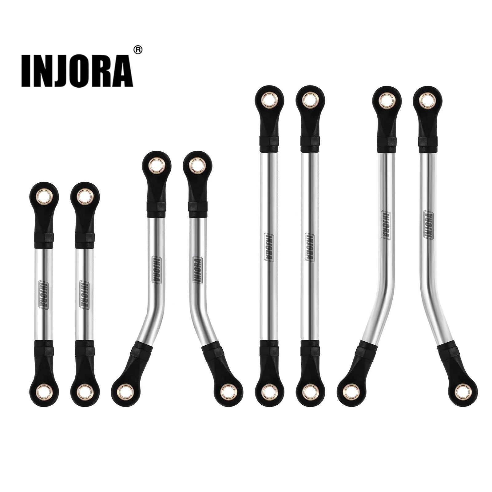INJORA Stainless Steel High Clearance Chassis Links Steering Link Set for 1/18 RC Crawler TRX4M Defender Bronco (4M-08 4M-57)