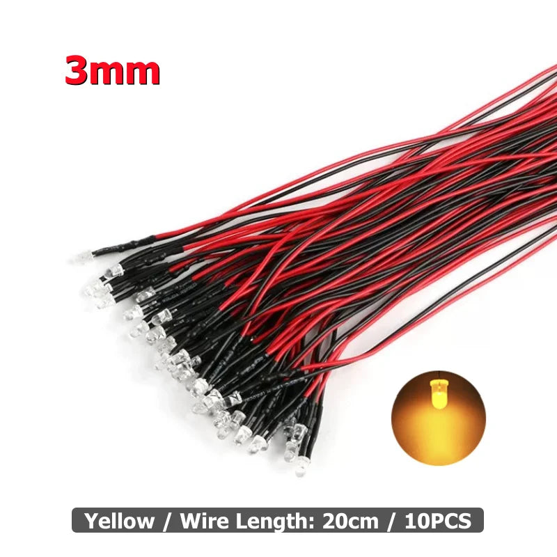 10Pcs 3mm 5mm LED Light 3V-12V Red Green Blue White Multicolor Pilot lamp For RC Crawler Car Traxxas TRX4 Axial Toy Parts